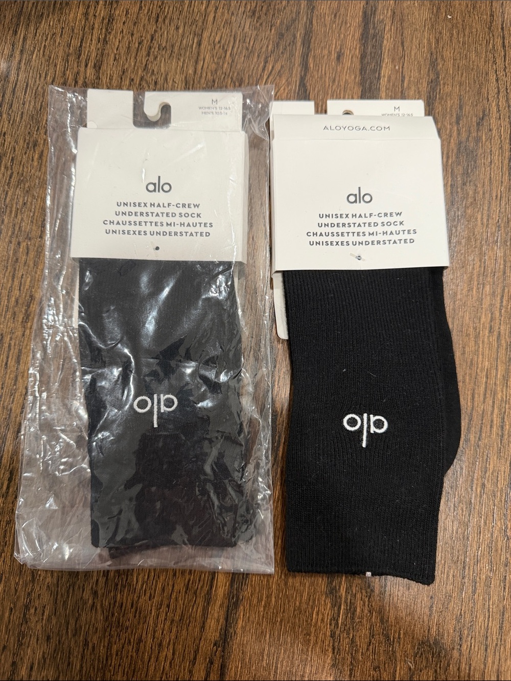 2 pairs ALO Yoga Black Unisex Half-Crew Understated Socks (Pair)